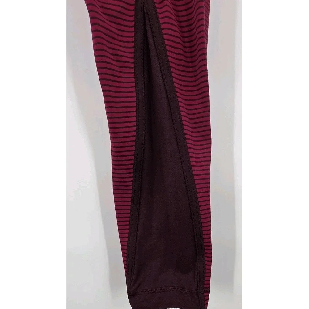LULULEMON RUN PACE TIGHT‎ LEGGINGS WOMENS SIZE 6 STRIPED MAROON RED 25